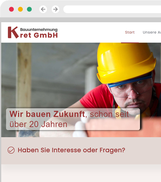 Website Bauunternehmung Kret GmbH
